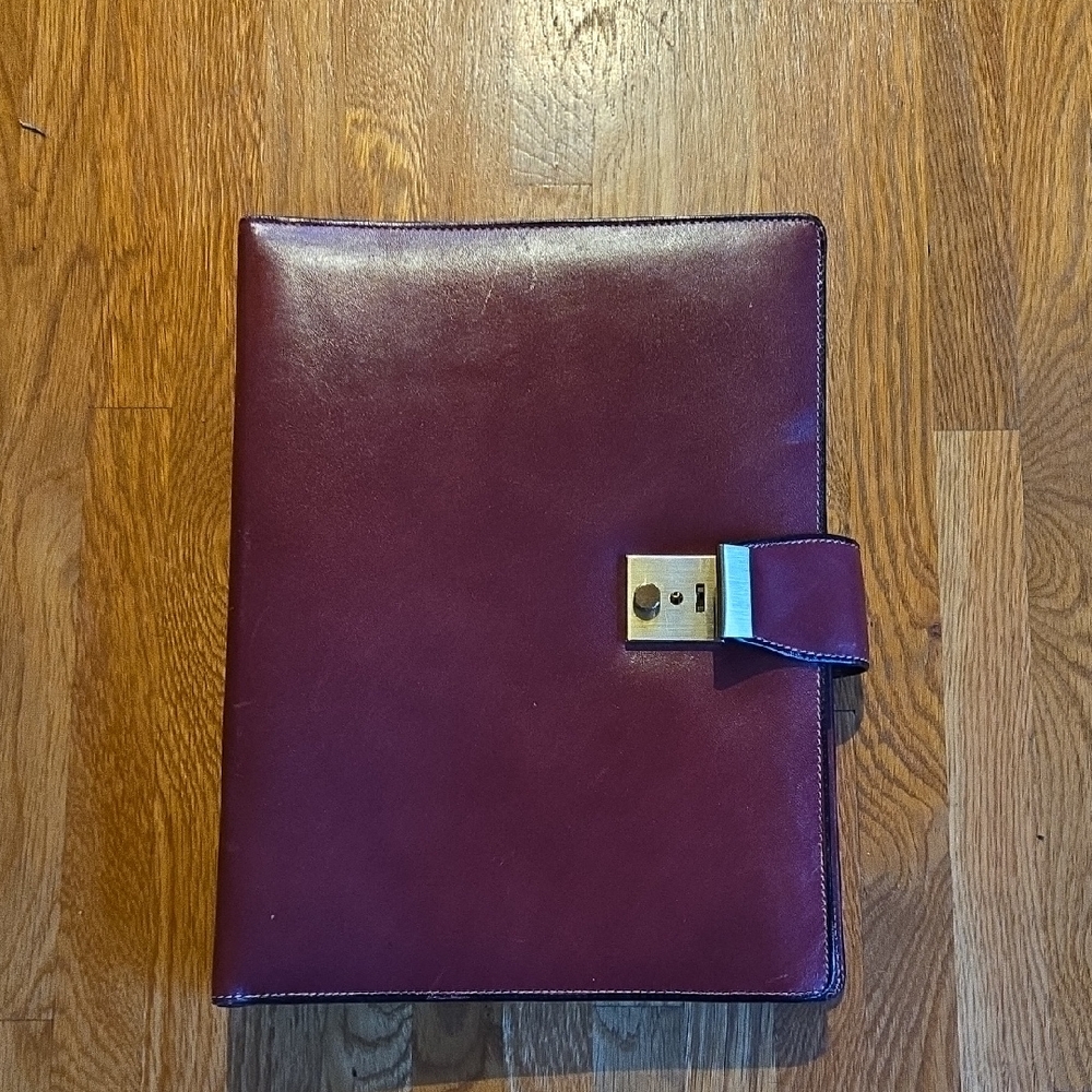Burgundy Leather Portfolio with Lock